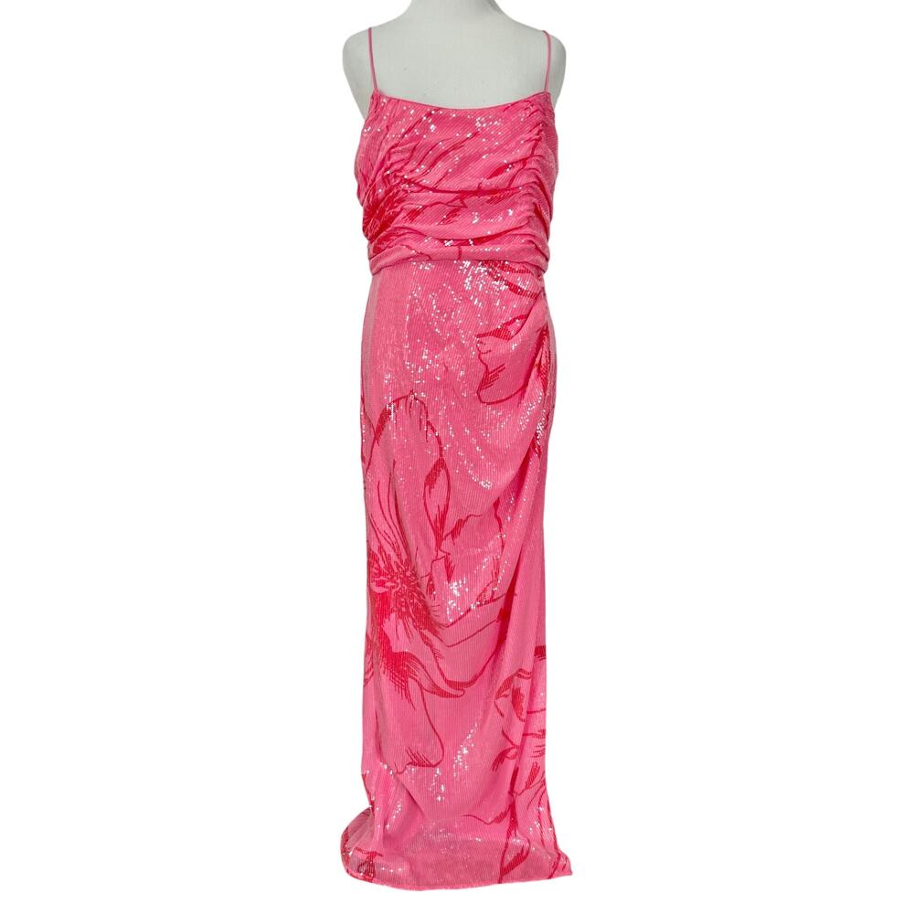 Hutch Anthropologie Sequin Maxi Dress 8 Pink Red Glam Party Formal HOCO Prom NWT